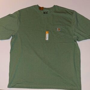 NWT- Mens XXL Green Carhartt Loose Fitted T shirt with pocket and logo